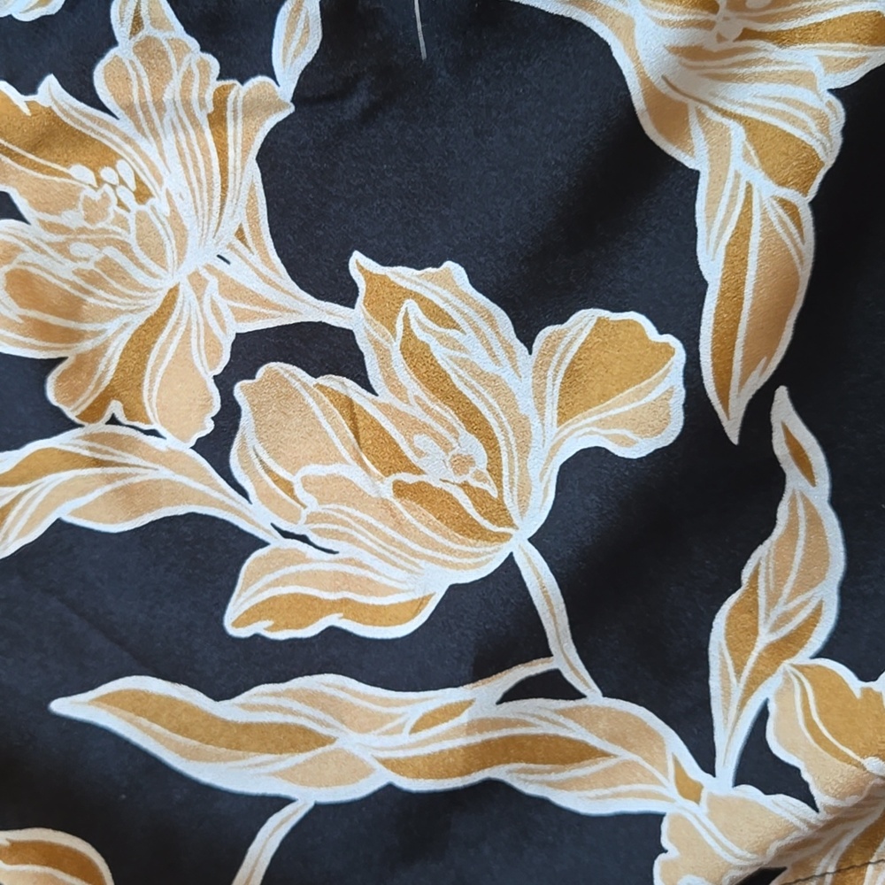 Maison Du Soir Floral Black And Gold Duster Open … - image 3